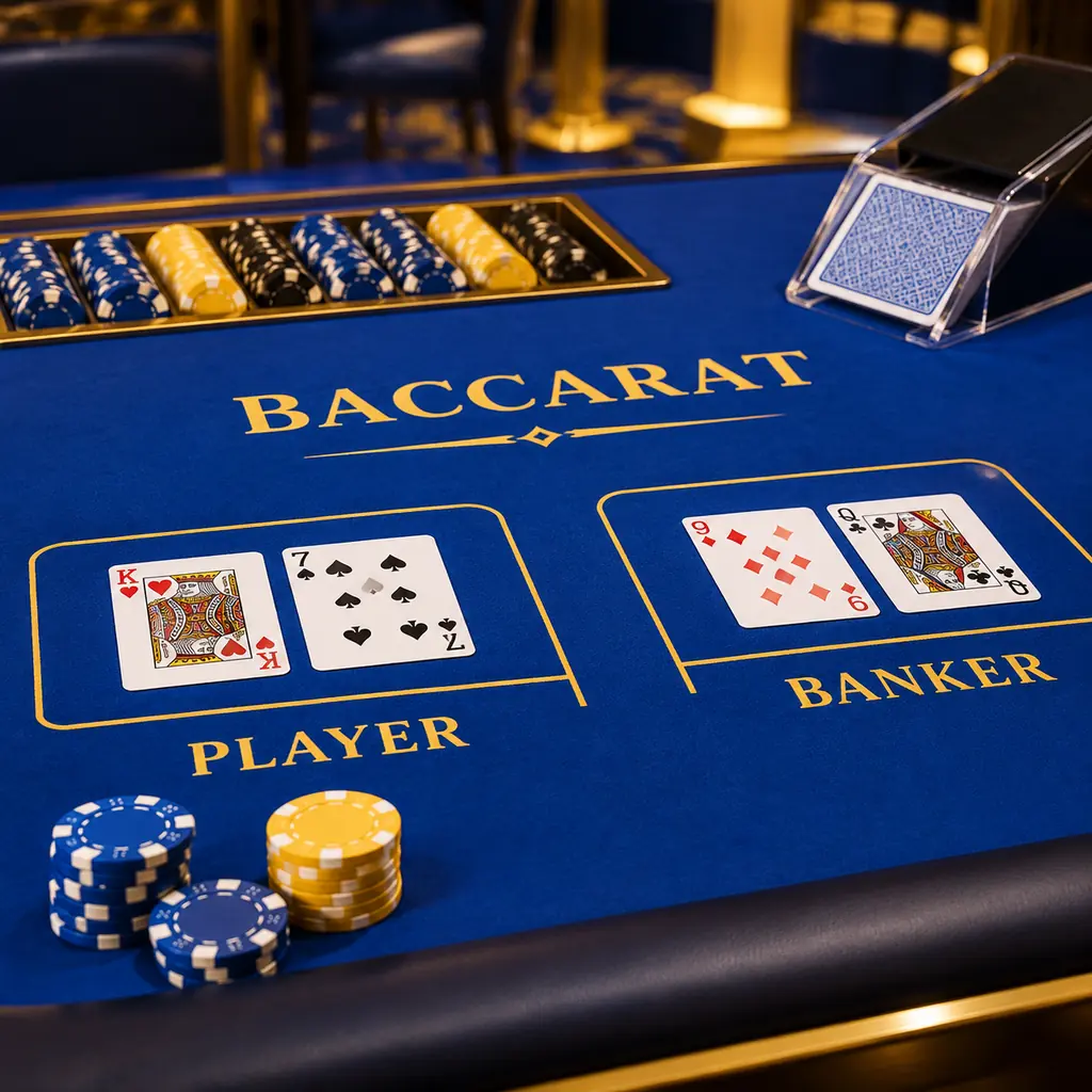 Kartu terbuka pada meja baccarat