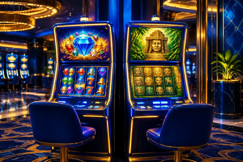 Dua kabinet slot dengan pola berbeda