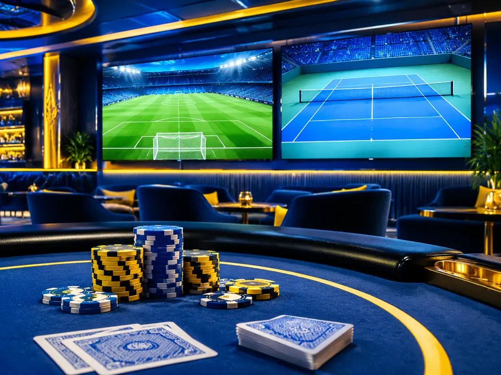 Layar sepak bola dan tenis dalam ruang kasino