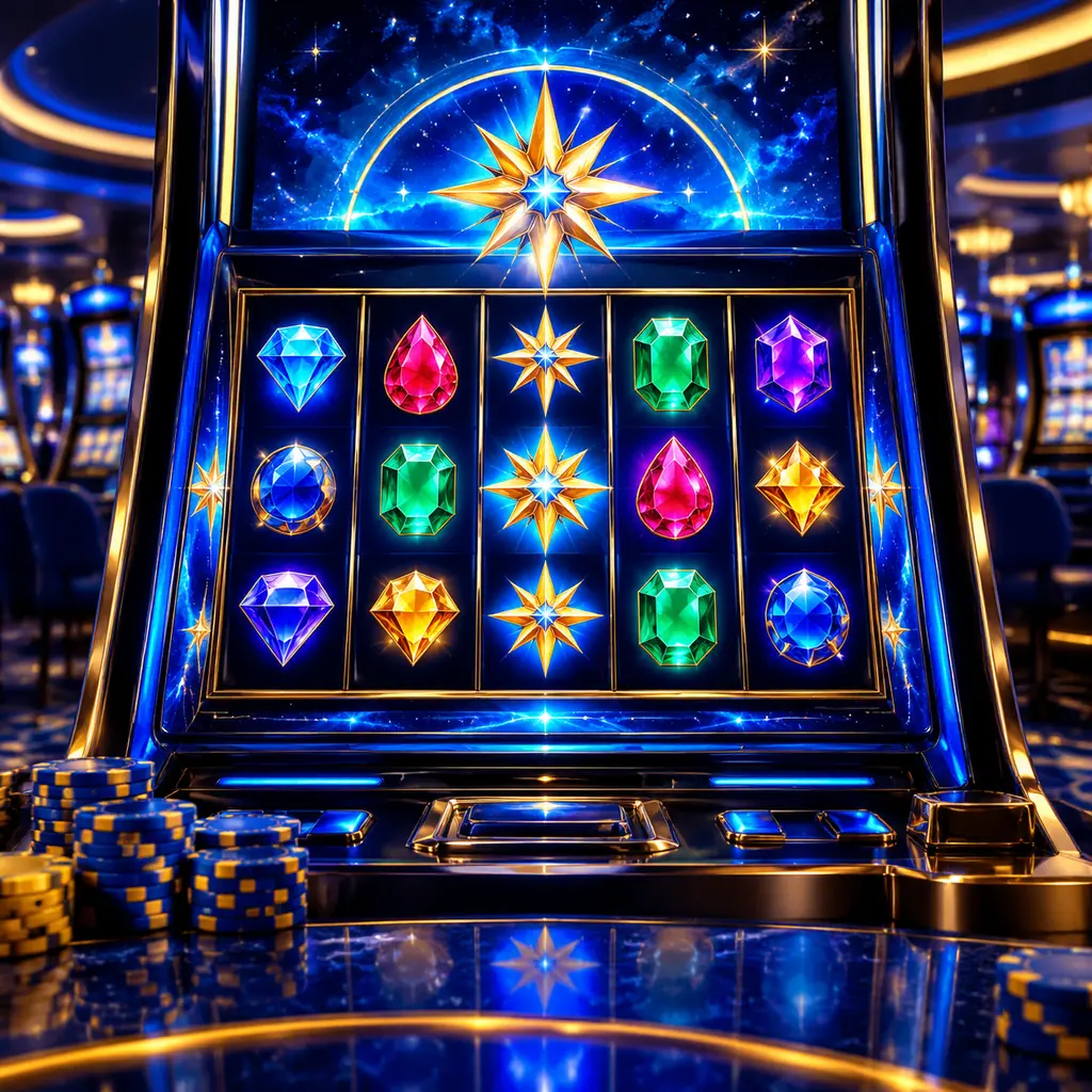 Permata dan bintang pada layar slot kasino